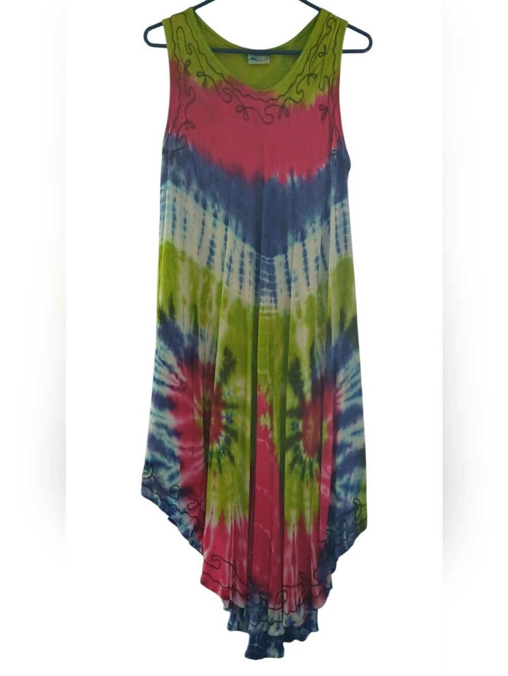 Vintage Island Expressions Colorful Tie Dye Sun Dress Beach Cover Up One Size